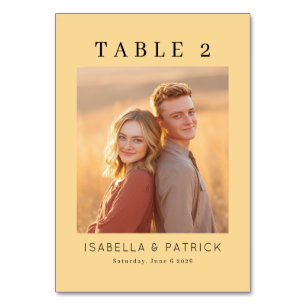 Numéro De Table Photo Minimaliste Beige Chaud