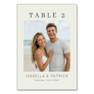 Numéro De Table Photo minimaliste beige joyeux