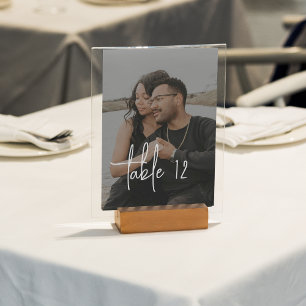 Numéro De Table Photo minimaliste Mariage de script à la main
