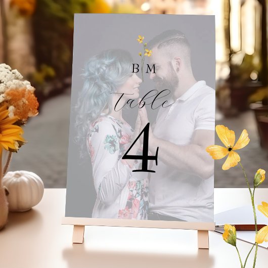 Numéro De Table Photo Monogram Wedding