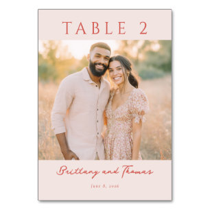Numéro De Table Photo Romantique Beige Joyeux