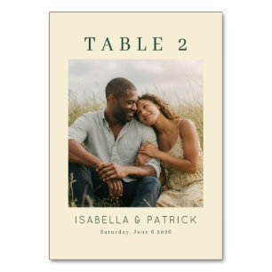 Numéro De Table Photo Rustique Jaune Serein
