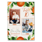 Numéro De Table Photos D'Enfance De Mariée & Groom Mariage Orange (Dos)