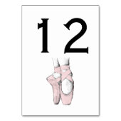 Numéro De Table Pieds de Ballerine sur Pointe #1 Rose Clair (Dos)