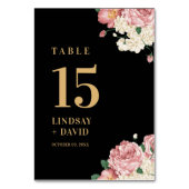 Numéro De Table Pies florales et Roses (Dos)