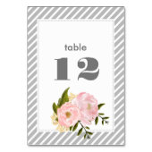 Numéro De Table Pies roses | Mariage Motif gris (Dos)