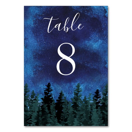Numéro De Table Pine Arbres Aquarelle Rustique Mariage À feuillage (Dos)