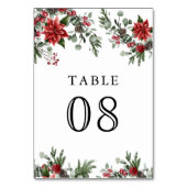 Numéro De Table Pine Rustique Poinsettia Floral Mariage de Noël (Dos)