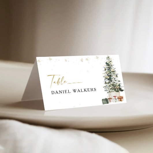 Numéro De Table Pine Tree Christmas Wedding Folded Place Card