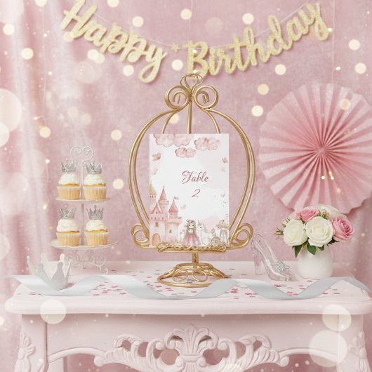 Numéro De Table  Pink 4th Royal Princess Castle Birthday Party 