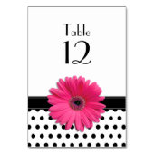 Numéro De Table Pink Daisy noir blanc Polka Mariage (Dos)
