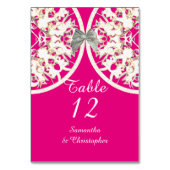Numéro De Table Pink et blanc dentelle mariage damassé (Dos)