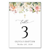 Numéro De Table Pink Flowers, White Flowers, Baptism Table Numbers (Dos)
