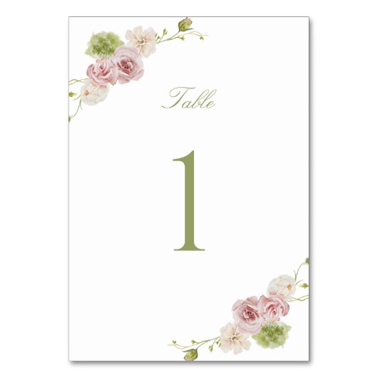 Numéro De Table Pink Green Floral Wedding (Par défaut)