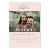 Numéro De Table Pink & Grey Script Fun Facts Mariage photo (Dos)