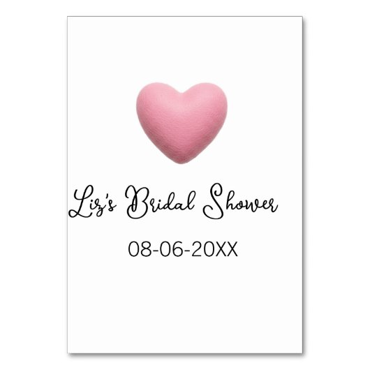Numéro De Table Pink heart pastel retro bridal shower date boho te (Par défaut)