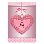 Numéro De Table Pink Heart Swirl Point rose (Dos)