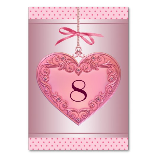 Numéro De Table Pink Heart Swirl Point rose (Par défaut)