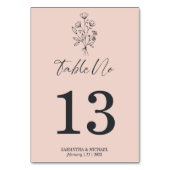 Numéro De Table Pink Pastel Boho Botanical Signature Floral (Dos)