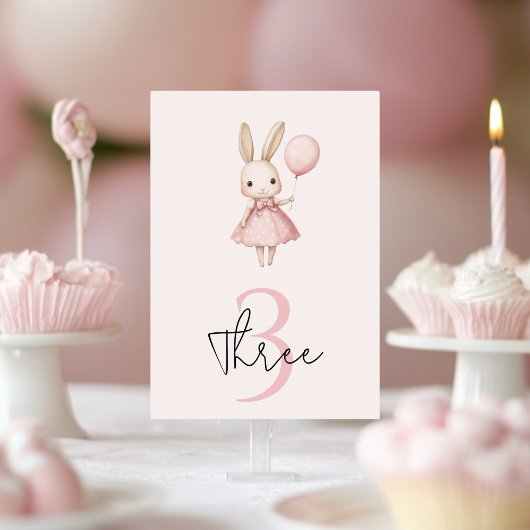 Numéro De Table Pink Pastel Bunny Anniversaire de enfant de Pâques