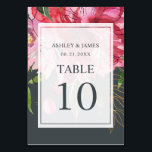 Numéro De Table Pink Peony Boho Chic Floral Mariage<br><div class="desc">Elégante et moderne roubis rose peony carte de numéro de table fleurie mariage avec des fleurs d'aquarelle peintes dans le feuillage rose et vert luxuriant sur un arrière - plan noir chic. Ajoutez simplement les détails de votre mariage. Si vous avez besoin d'aide ou de produits correspondants, veuillez nous contacter...</div>