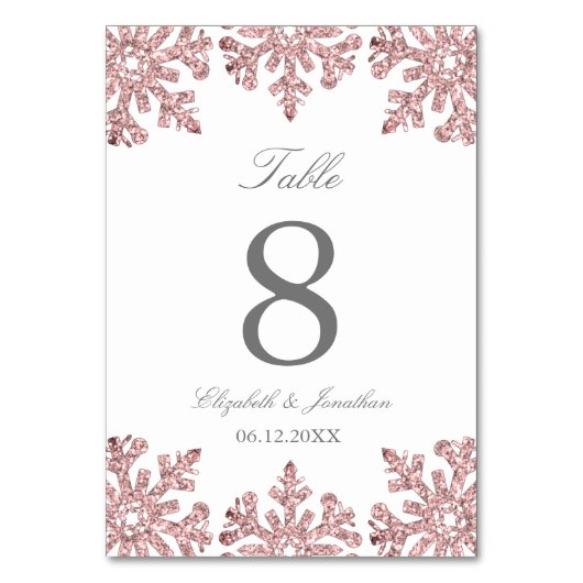 Numéro De Table Pink Rose Gold Snowflake Mariage d'hiver (Par défaut)