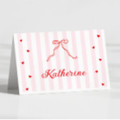 Numéro De Table Pink Stripes Valentine's Table Name Card 