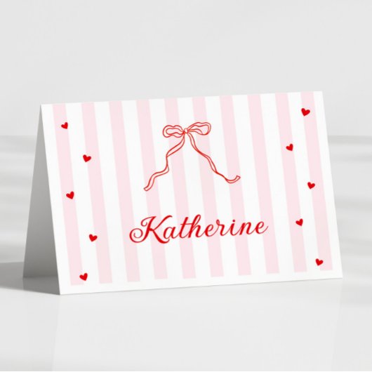 Numéro De Table Pink Stripes Valentine's Table Name Card 