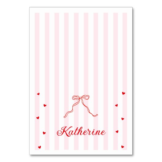 Numéro De Table Pink Stripes Valentine's Table Name Card  (Par défaut)