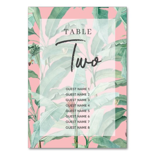 Numéro De Table Pink Tropical Banana Palm Feuille Mariage (Par défaut)