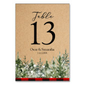 Numéro De Table Pins d'aquarelle Kraft et buffle rouge Plaid (Dos)