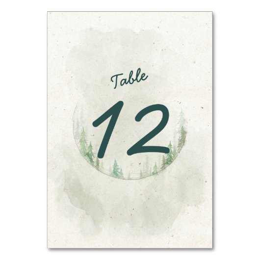 Numéro De Table Pins rustiques aquarelle (Par défaut)