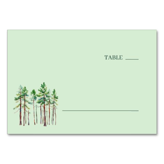 Numéro De Table Pins tranquilles aquarelle verte (Devant)