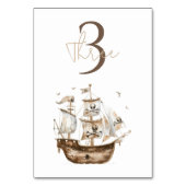 Numéro De Table Pirate Ship Brown thème nautique Anniversaire (Dos)