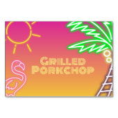 Numéro De Table Piscine Party Pink Yellow Étiquette alimentaire (Devant)