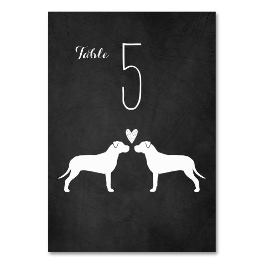 Numéro De Table Pit Bull Silhouettes Chien race Mariage Réception (Par défaut)
