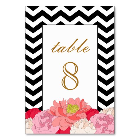 Numéro De Table Pivoines et Chevrons (Par défaut)