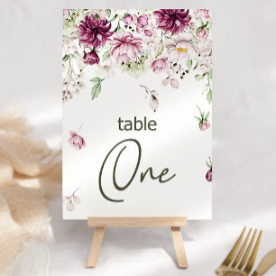 Numéro De Table Pivoines Table Numéro Mariage Fleurs Bourgogne Ros