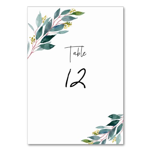 Numéro De Table PixDezines Aquarelle Gomme Bleue Eucalyptus (Par défaut)