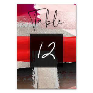Numéro De Table PixDezines Aquarelle moderne Rouge Noir