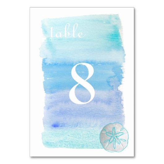 Numéro De Table PixDezines Aquarelle /Plage N° de tableau (Dos)