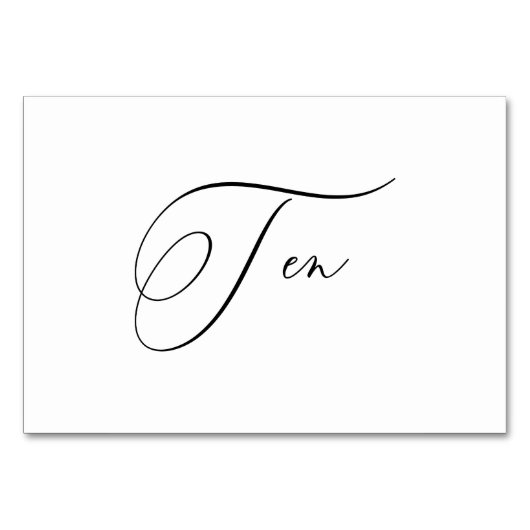 Numéro De Table PixDezines Élégante Calligraphie Romantique Dix 10 (Devant)