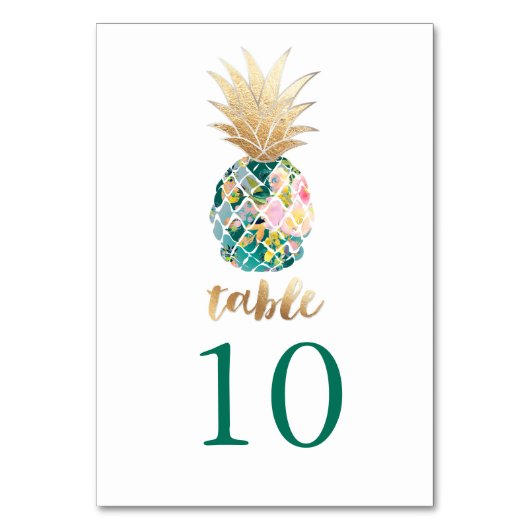 Numéro De Table PixDezines Faux Ananas Or/Cartes de table (Dos)
