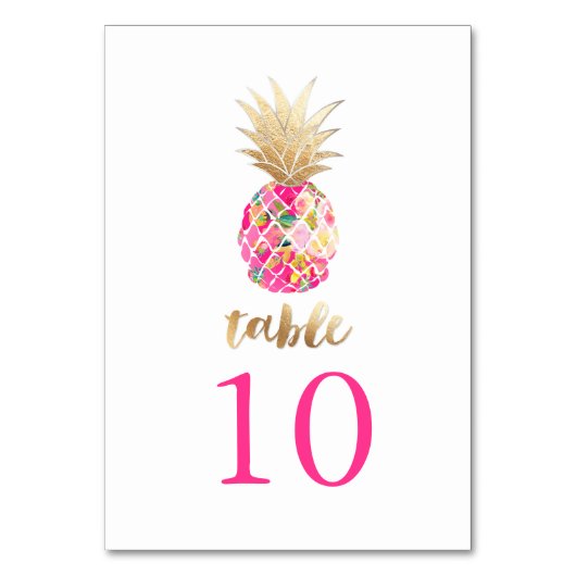 Numéro De Table PixDezines Faux Ananas Or/Cartes de table (Dos)