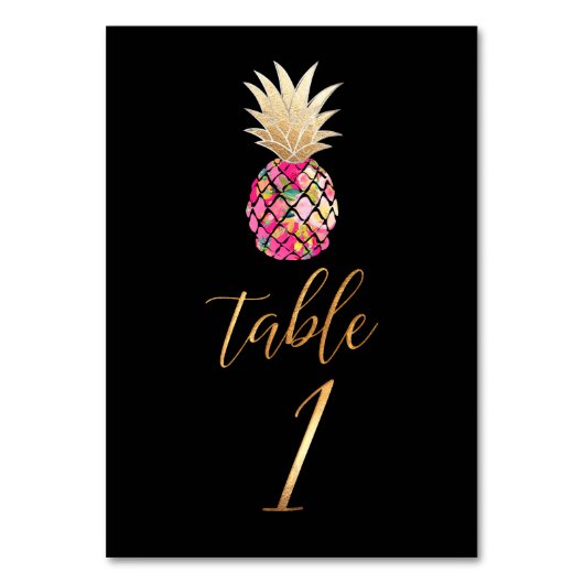 Numéro De Table PixDezines Faux Ananas Or/Cartes de table (Dos)