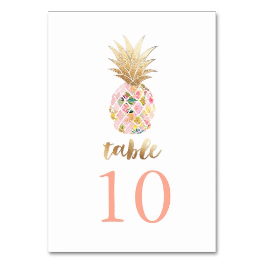 Numéro De Table PixDezines Faux Ananas Or/Cartes de table (Dos)