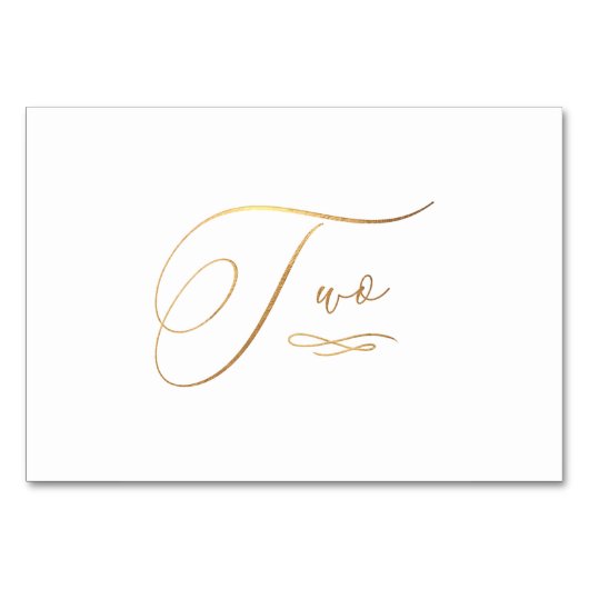 Numéro De Table PixDezines Faux Gold Calligraphie romantique Deux  (Devant)