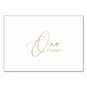 Numéro De Table PixDezines Faux Gold Calligraphie Romantique Un 1