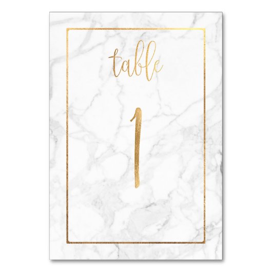 Numéro De Table PixDezines Faux Gold/Table No 1+/Marble (Dos)
