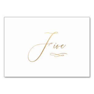 Numéro De Table PixDezines Faux Or Calligraphie Romantique Cinq 5